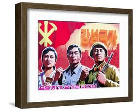 North Korea, Pyongyang, Propaganda Poster-Gavin Hellier-Framed Photographic Print