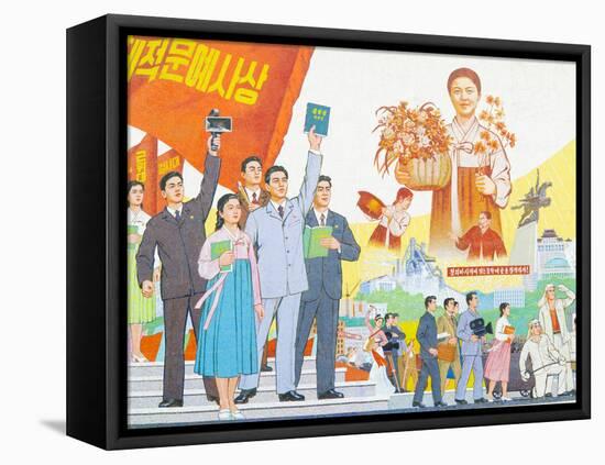North Korea, Pyongyang, Pyongyang Film Studios, Wall Murals-Gavin Hellier-Framed Stretched Canvas