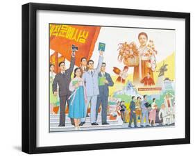 North Korea, Pyongyang, Pyongyang Film Studios, Wall Murals-Gavin Hellier-Framed Photographic Print