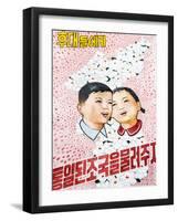 North Korean Propaganda Poster, Democratic People's Republic of Korea (DPRK), North Korea, Asia-Gavin Hellier-Framed Photographic Print