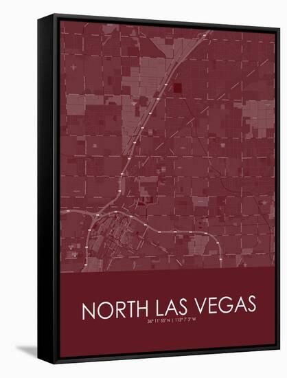 North Las Vegas, United States of America Red Map-null-Framed Stretched Canvas