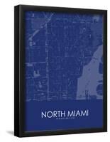 North Miami, United States of America Blue Map-null-Framed Poster