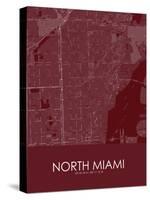 North Miami, United States of America Red Map-null-Stretched Canvas