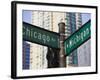 North Michigan Avenue and Chicago Avenue Signpost, the Magnificent Mile, Chicago, Illinois, USA-Amanda Hall-Framed Photographic Print