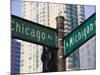 North Michigan Avenue and Chicago Avenue Signpost, the Magnificent Mile, Chicago, Illinois, USA-Amanda Hall-Mounted Photographic Print