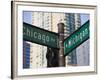 North Michigan Avenue and Chicago Avenue Signpost, the Magnificent Mile, Chicago, Illinois, USA-Amanda Hall-Framed Photographic Print