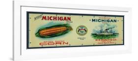 North Michigan Corn Label - Grand Rapids, MI-Lantern Press-Framed Art Print