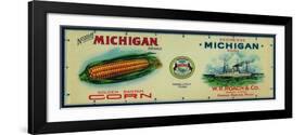 North Michigan Corn Label - Grand Rapids, MI-Lantern Press-Framed Art Print