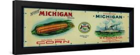 North Michigan Corn Label - Grand Rapids, MI-Lantern Press-Framed Art Print