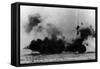 North Moser, New York - View of British Battleship Collingwood Shooting-Lantern Press-Framed Stretched Canvas