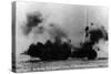 North Moser, New York - View of British Battleship Collingwood Shooting-Lantern Press-Stretched Canvas