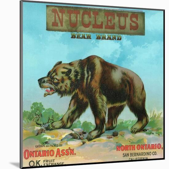 North Ontario, California, Nucleus Bear Brand Citrus Label-Lantern Press-Mounted Art Print