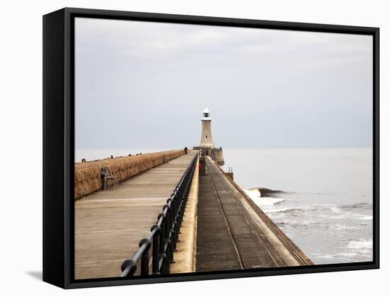 North Pier and Lighthouse, Tynemouth, North Tyneside, Tyne and Wear, England, United Kingdom, Europ-Mark Sunderland-Framed Stretched Canvas