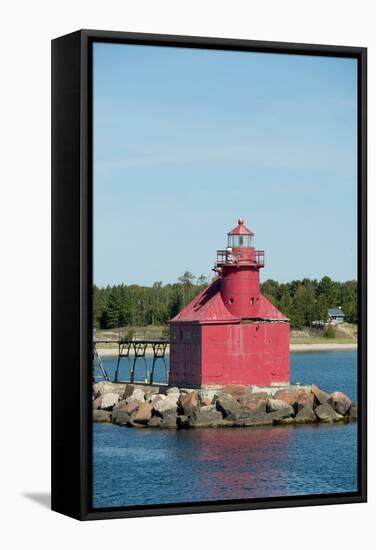 North Pierhead Lighthouse, Sturgeon Bay, Door County, Wisconsin, USA-Cindy Miller Hopkins-Framed Stretched Canvas