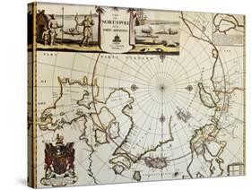 North Pole And Adjoining Lands Old Map. Created By Moses Pitt, Published In Oxford, 1680-marzolino-Stretched Canvas