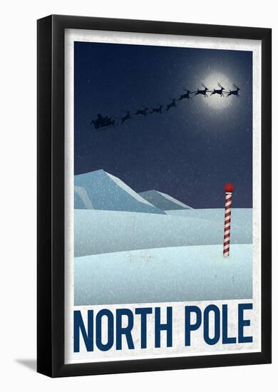 North Pole Retro Travel Poster-null-Framed Poster