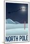 North Pole Retro Travel Poster-null-Mounted Poster