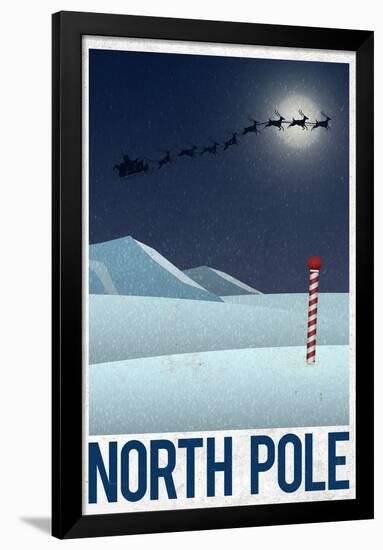 North Pole Retro Travel Poster-null-Framed Poster