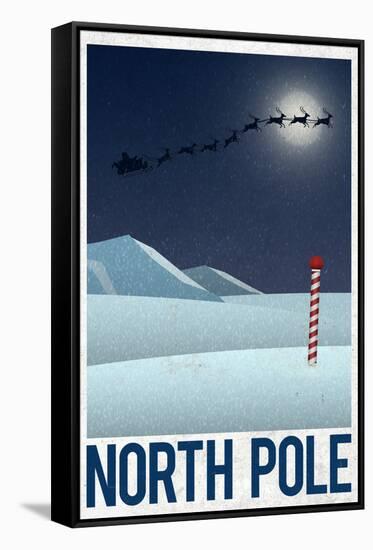 North Pole Retro Travel Poster-null-Framed Stretched Canvas