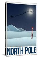 North Pole Retro Travel Poster-null-Stretched Canvas