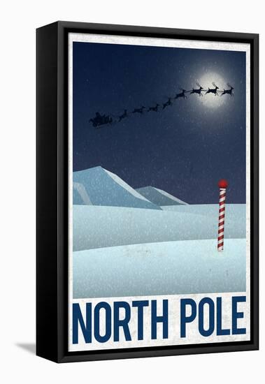 North Pole Retro Travel-null-Framed Stretched Canvas