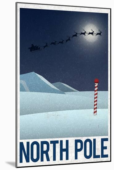 North Pole Retro Travel-null-Mounted Poster