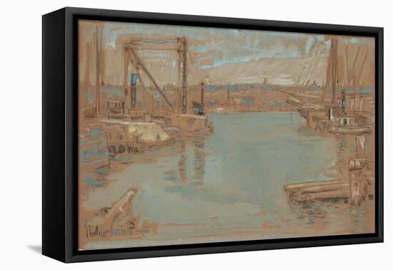 North River Dock, New York, 1901-Childe Hassam-Framed Stretched Canvas