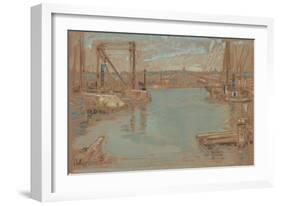 North River Dock, New York, 1901-Childe Hassam-Framed Giclee Print