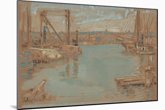 North River Dock, New York, 1901-Childe Hassam-Mounted Giclee Print