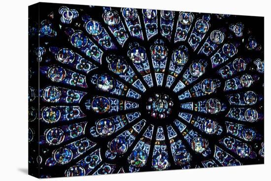 North Rose Window of Notre Dame Cathedral, Paris, Ile-De-France, France-null-Stretched Canvas