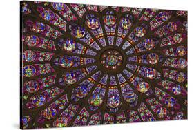 North Rose Window Virgin Mary Jesus Disciples Stained Glass Notre Dame Cathedral Paris, France-William Perry-Stretched Canvas