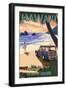 North Shore, Hawai'i - Woody on Beach-Lantern Press-Framed Art Print
