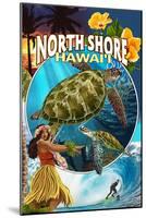 North Shore, Hawaii - Montage-Lantern Press-Mounted Art Print