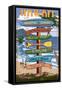 North Shore, Oahu, Hawaii - Sign Destinations-Lantern Press-Framed Stretched Canvas