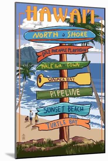 North Shore, Oahu, Hawaii - Sign Destinations-Lantern Press-Mounted Art Print