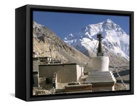 North Side of Mount Everest (Chomolungma), from Rongbuk Monastery, Himalayas, Tibet, China-Tony Waltham-Framed Stretched Canvas