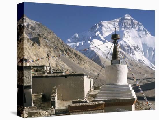 North Side of Mount Everest (Chomolungma), from Rongbuk Monastery, Himalayas, Tibet, China-Tony Waltham-Stretched Canvas