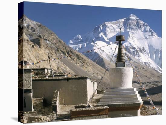 North Side of Mount Everest (Chomolungma), from Rongbuk Monastery, Himalayas, Tibet, China-Tony Waltham-Stretched Canvas