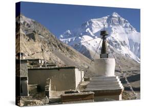 North Side of Mount Everest (Chomolungma), from Rongbuk Monastery, Himalayas, Tibet, China-Tony Waltham-Stretched Canvas