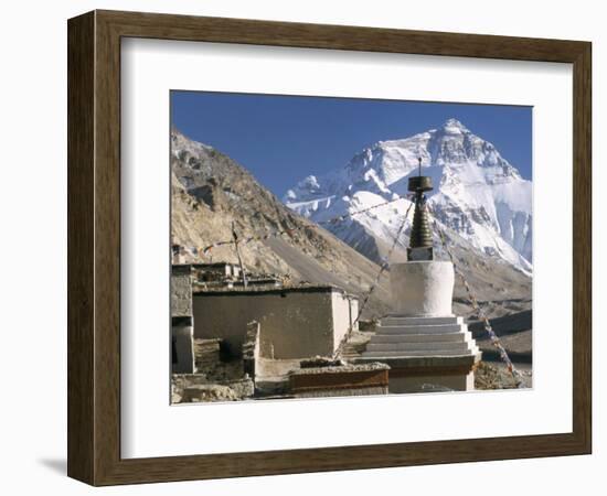 North Side of Mount Everest (Chomolungma), from Rongbuk Monastery, Himalayas, Tibet, China-Tony Waltham-Framed Photographic Print