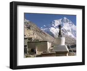 North Side of Mount Everest (Chomolungma), from Rongbuk Monastery, Himalayas, Tibet, China-Tony Waltham-Framed Photographic Print