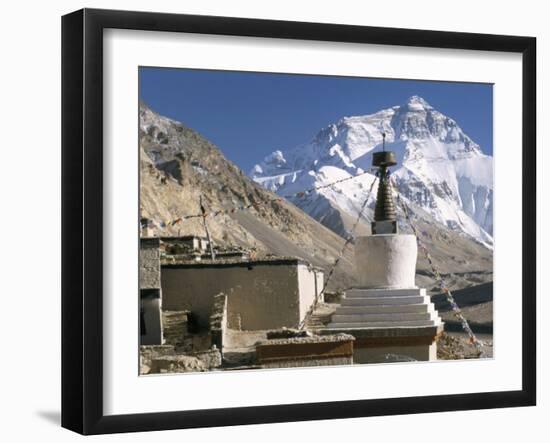 North Side of Mount Everest (Chomolungma), from Rongbuk Monastery, Himalayas, Tibet, China-Tony Waltham-Framed Photographic Print