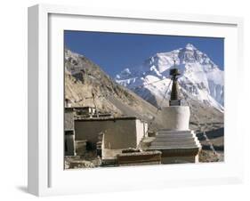 North Side of Mount Everest (Chomolungma), from Rongbuk Monastery, Himalayas, Tibet, China-Tony Waltham-Framed Photographic Print