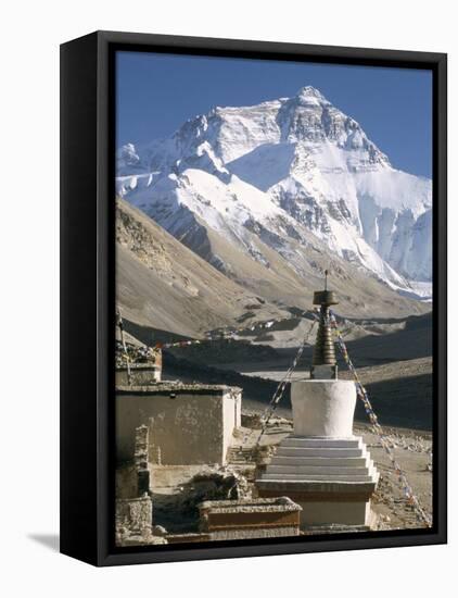 North Side of Mount Everest (Chomolungma), from Rongbuk Monastery, Himalayas, Tibet, China-Tony Waltham-Framed Stretched Canvas