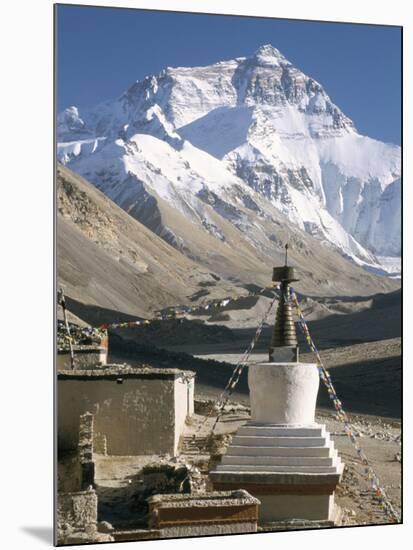 North Side of Mount Everest (Chomolungma), from Rongbuk Monastery, Himalayas, Tibet, China-Tony Waltham-Mounted Photographic Print