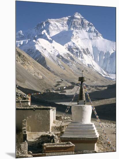 North Side of Mount Everest (Chomolungma), from Rongbuk Monastery, Himalayas, Tibet, China-Tony Waltham-Mounted Photographic Print