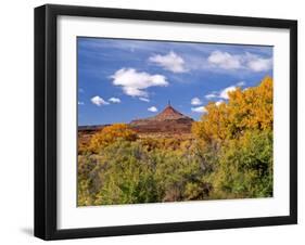 North Six Shooter Peak Framed With Yellow Fall Cottonwoods, Utah, USA-Bernard Friel-Framed Photographic Print