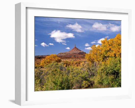 North Six Shooter Peak Framed With Yellow Fall Cottonwoods, Utah, USA-Bernard Friel-Framed Photographic Print