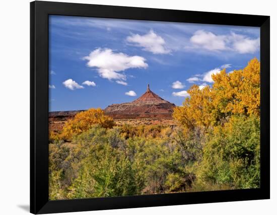 North Six Shooter Peak Framed With Yellow Fall Cottonwoods, Utah, USA-Bernard Friel-Framed Photographic Print