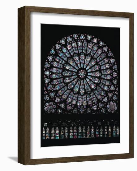 North Transept Rose Window Depicting the Virgin and Child and Old Testament Characters, 1250-null-Framed Giclee Print